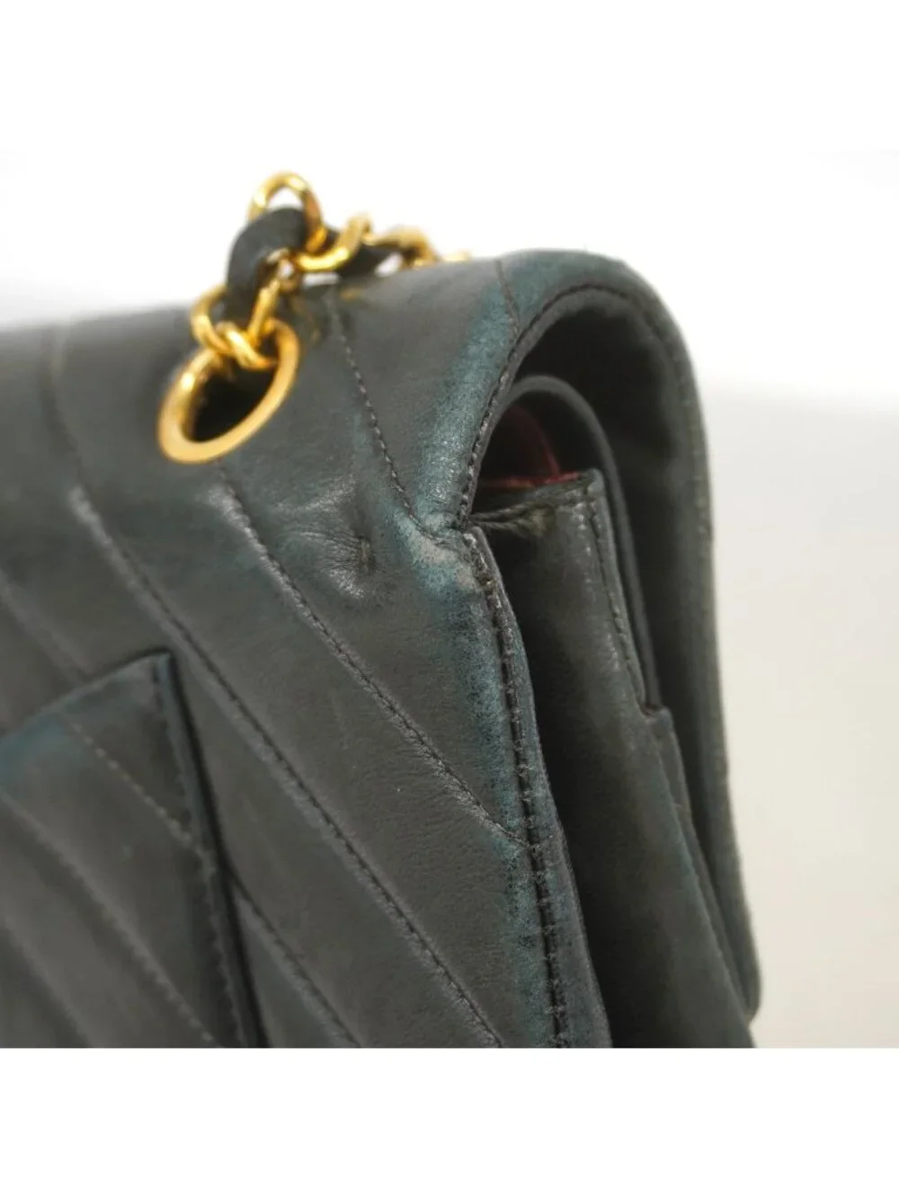 Chanel Shoulder Bag V-stitch Lambskin Black Gold